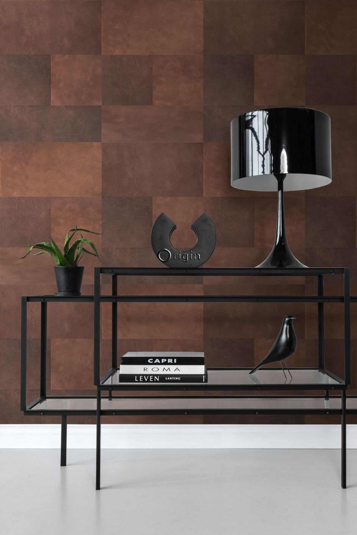 XXL-VLIESTAPETE Fliesenmuster mit Lederoptik 50 x 837 cm - Braun, Papier (50/837cm) - Origin Wallcoverings