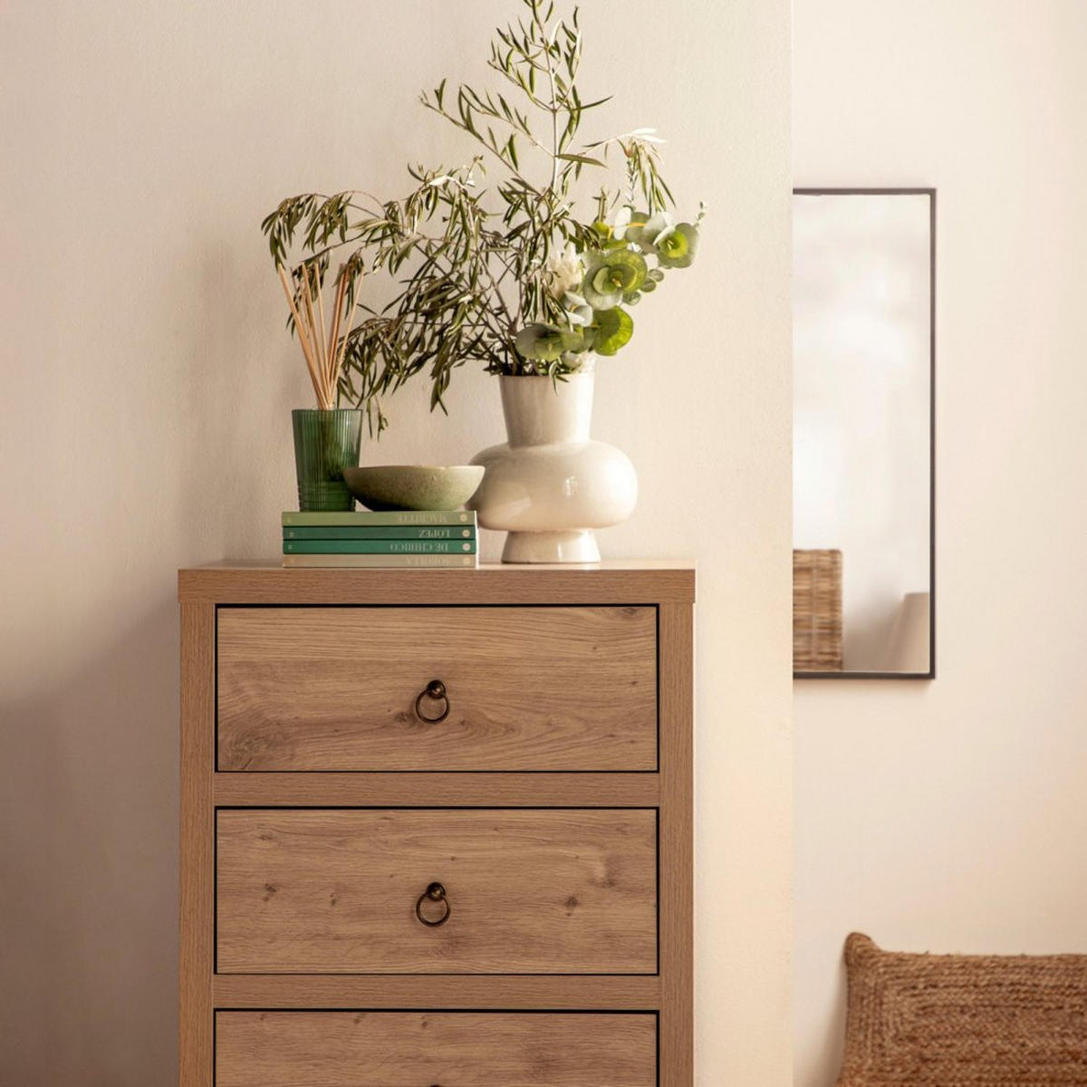 SCHUBLADENSCHRANK Livorno Natürlich 55 cm x 120 cm - Naturfarben, Holzwerkstoff (55/120/45cm) - Klast Home