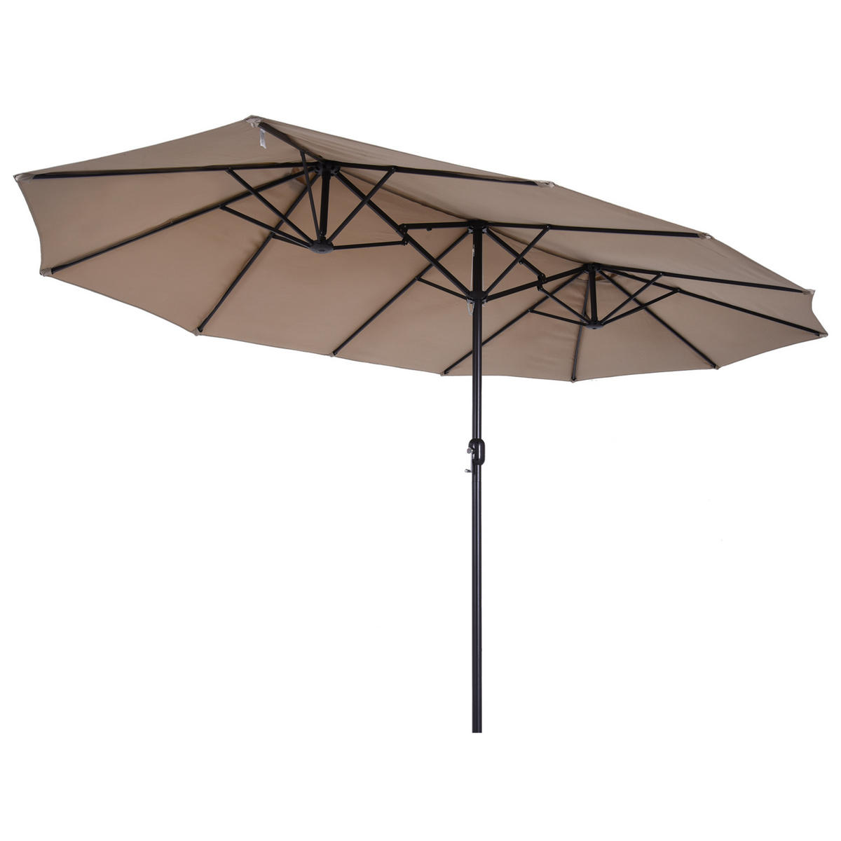 SONNENSCHIRM DE-11359 rechteckig, mit Kurbel, Stahl Braun - Braun, Metall (270/460cm) - ComfortXL