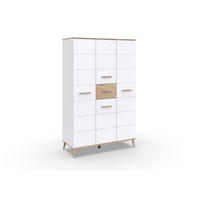 KLEIDERSCHRANK Fehmarn in Weiß und Viking Oak - Drehtürenschrank 4 türig - Weiß, Holzwerkstoff (125/202/58cm)
