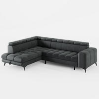 ECKSOFA CANDY CANE Links Dunkelgrau Velours-Stoff mit Schlaffunktion und Bettkasten - Dunkelgrau, Textil (264/192cm) - Barchello