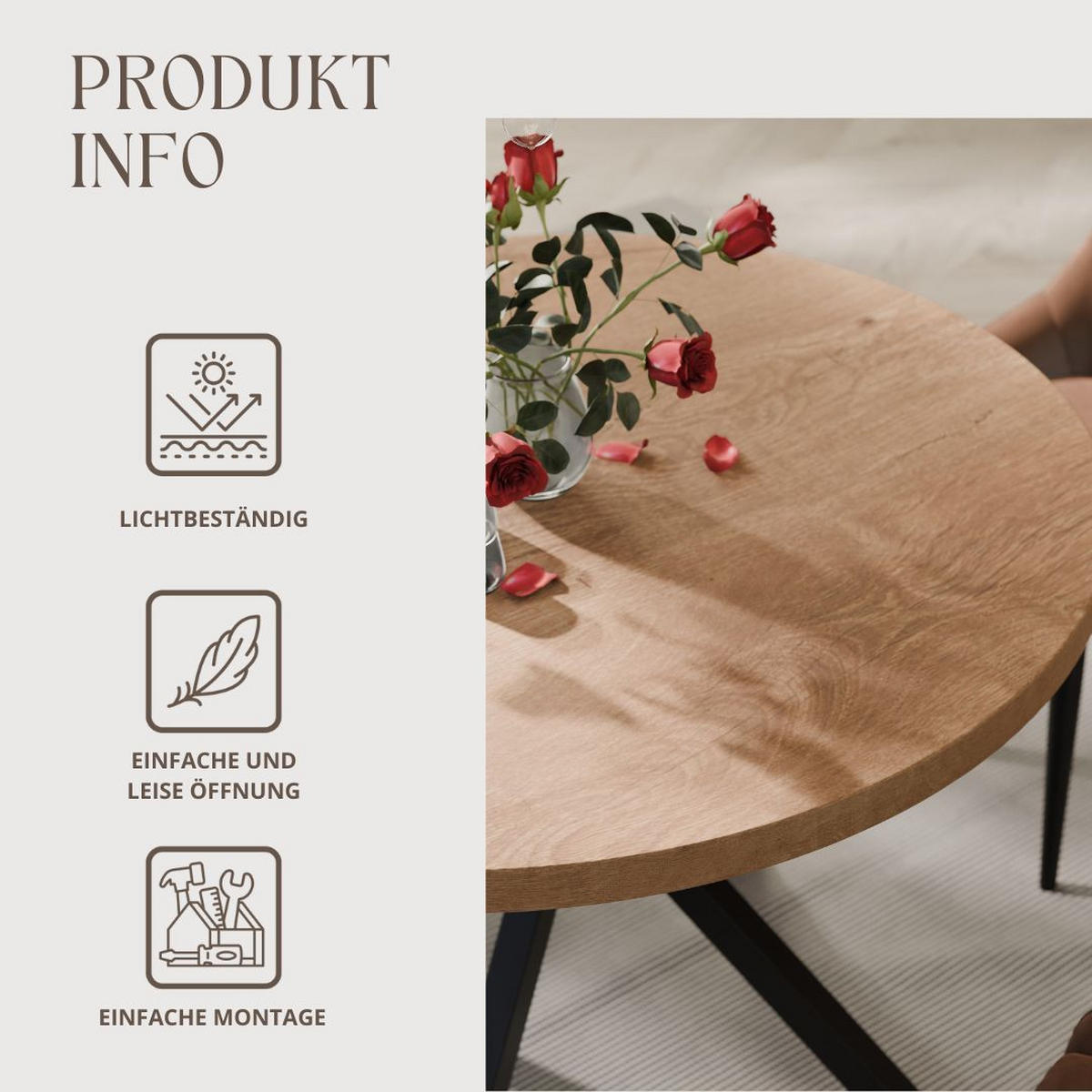 AUSZIEHTISCH MILTON 90-166/76 cm mit Metallgestell, Schwarz / Lefkas-Eiche - Eichefarben/Schwarz, Holzwerkstoff/Metall (90/90/76cm) - Idohome