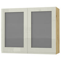 HÄNGESCHRANK Florence W3S/90 Eiche Artisan / RAL 1013 perlweiß HG 90 / 32,5 / 72cm - Weiß Hochglanz/Eiche Artisan, Holz/Holzwerkstoff (90/72/32.5cm) - Feldmann-Wohnen
