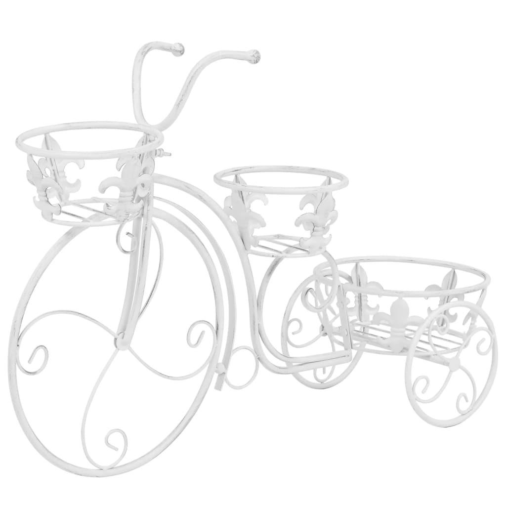 BLUMENTREPPE Fahrradform Vintage-Stil Metall - Weiß, Metall (77/50/26cm) - vidaXL