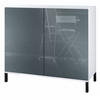 KOMMODE Skadu Grau Hochglanz - Grau, Holzwerkstoff (92.5/83.5/35cm) - Vladon