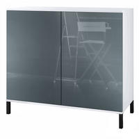 KOMMODE Skadu Grau Hochglanz - Grau, Holzwerkstoff (92.5/83.5/35cm) - Vladon