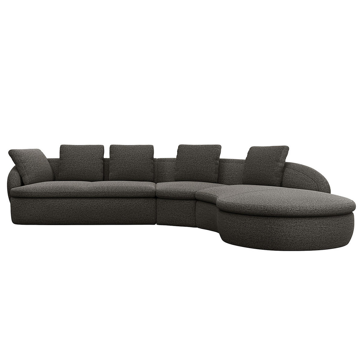 ECKSOFA mit Rundecke - Anthrazit/Schwarz, Kunststoff/Textil (340/225cm) - home24