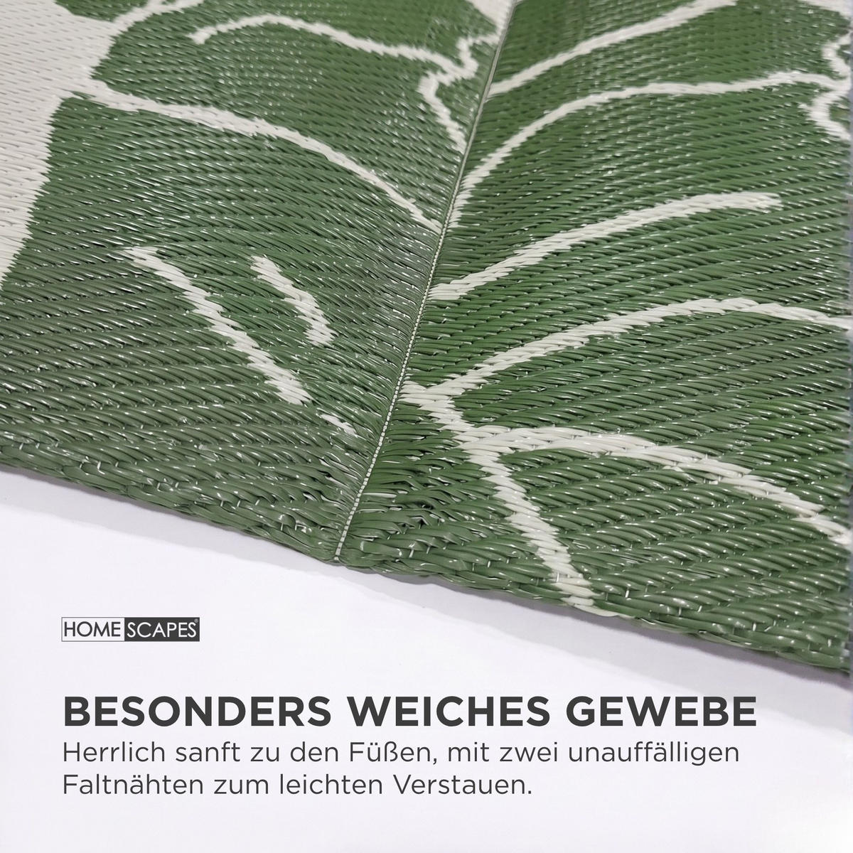 OUTDOORTEPPICH Ada, floral gemustert 180/270 cm - Dunkelgrün, Kunststoff (180/270cm) - Homescapes