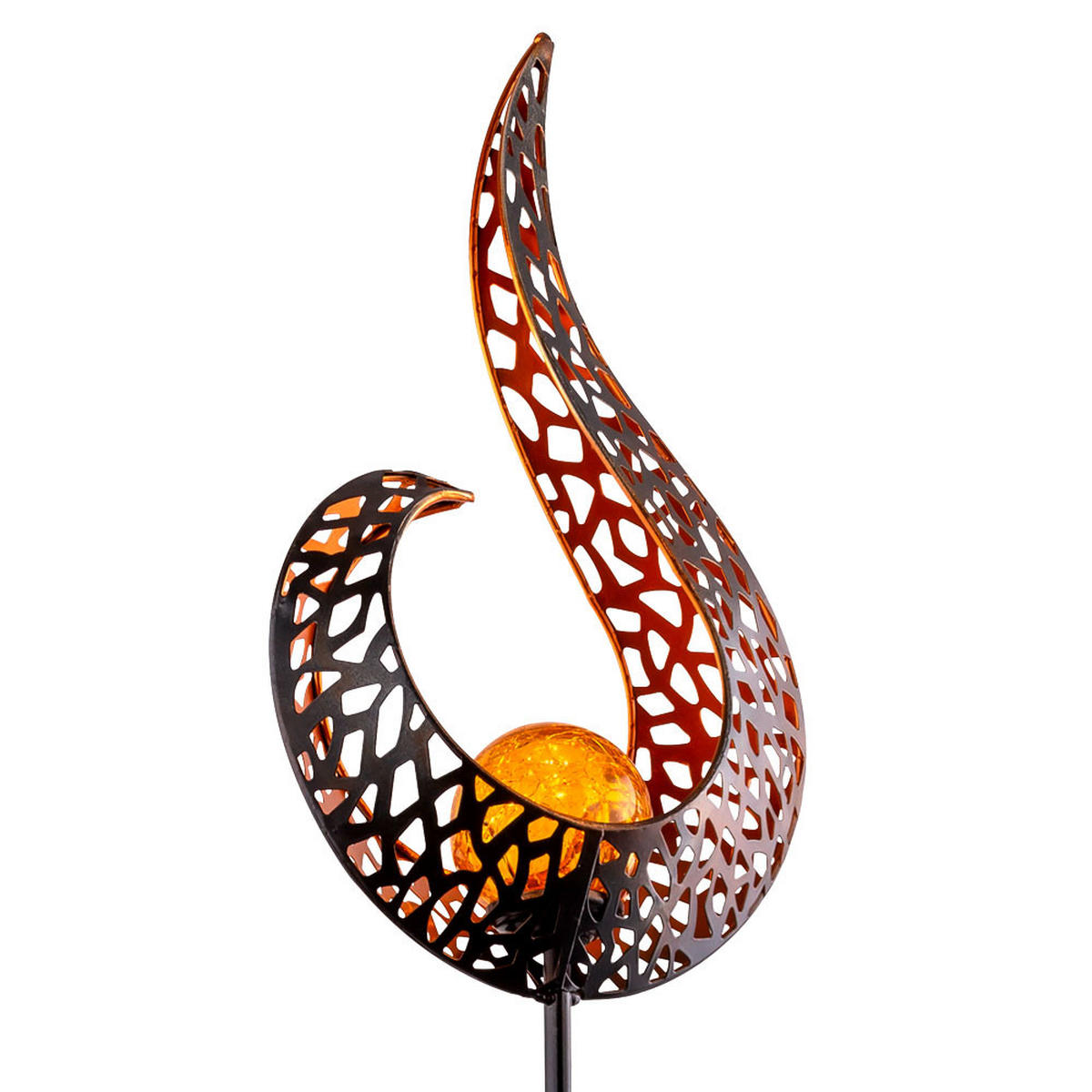 LED AUSSENLEUCHTE Schwarz Gold Flammenoptik - Schwarz, Glas (16.5/6.5/90cm) - Globo Lighting