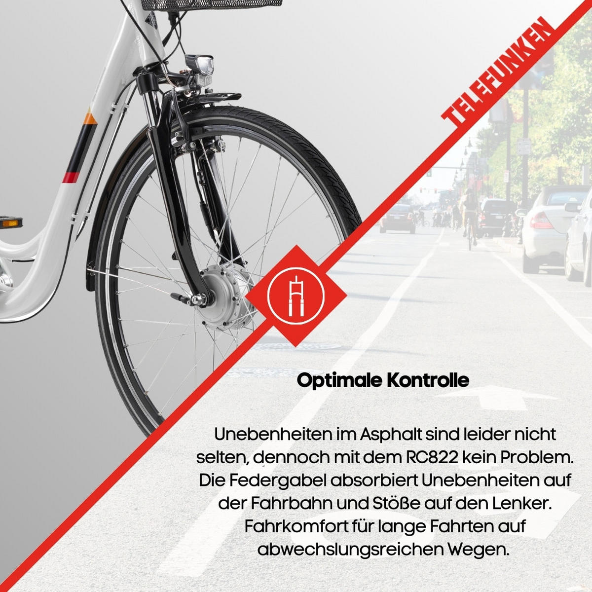 E-BIKE Cityrad Multitalent RC822 Für Damen u. Herren 374,4 Wh Frontmotor 7-Gang-Kettenschaltung 28 Zoll - Weiß, Metall (114.5cm) - Telefunken