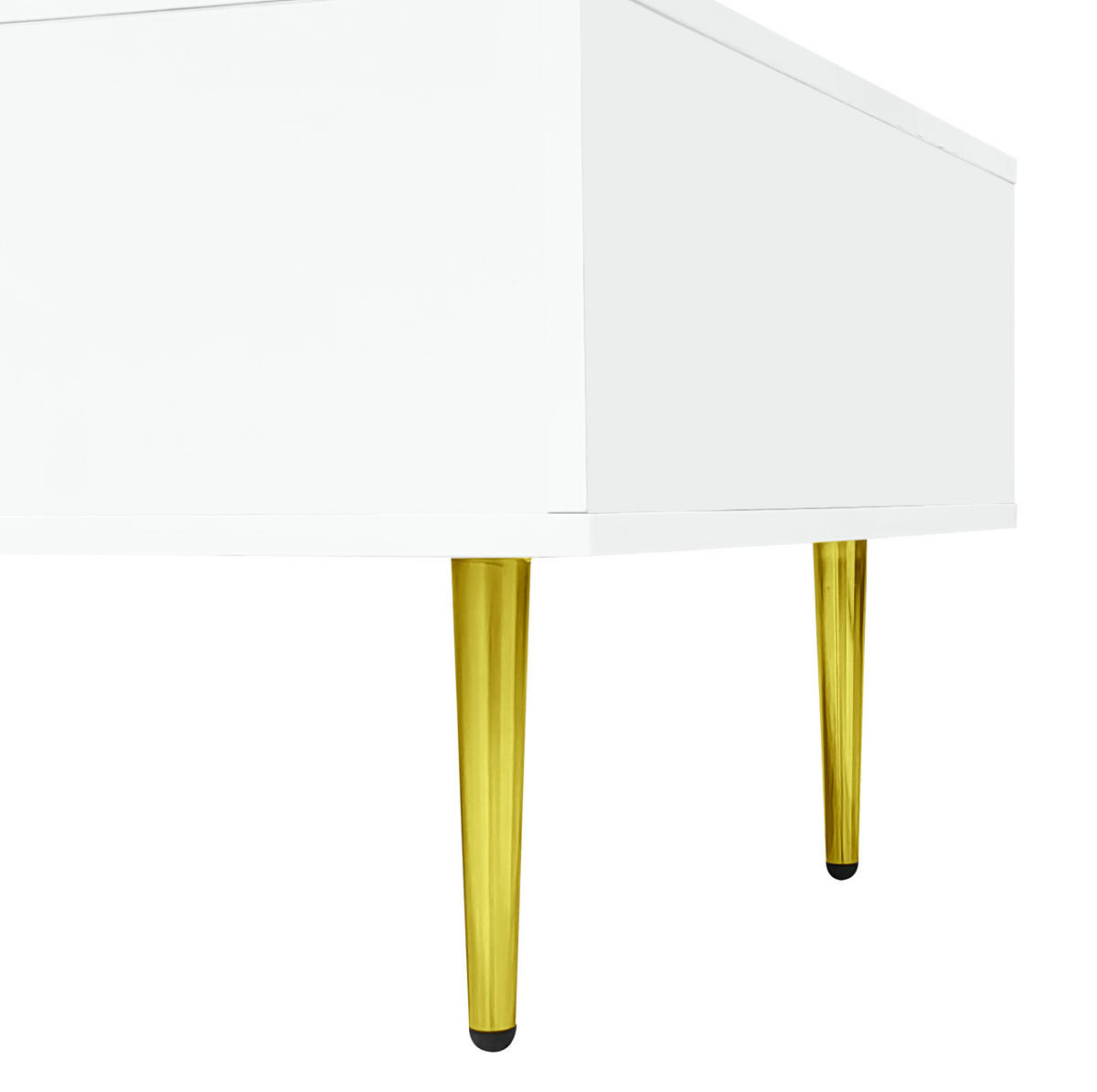 KONFERENČNÍ stolek z MDF, 100/60/41,5 cm bílý vysoký lesk se 2 zásuvkami - bílá, kompozitní dřevo (100/60/41.5cm) - BEAOK