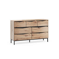 SIDEBOARD Elvano, Eiche/Schwarz, 140 x 85 cm mit 7 Schubladen - Eichefarben/Schwarz, Holzwerkstoff (140/85/39cm) - Vicco
