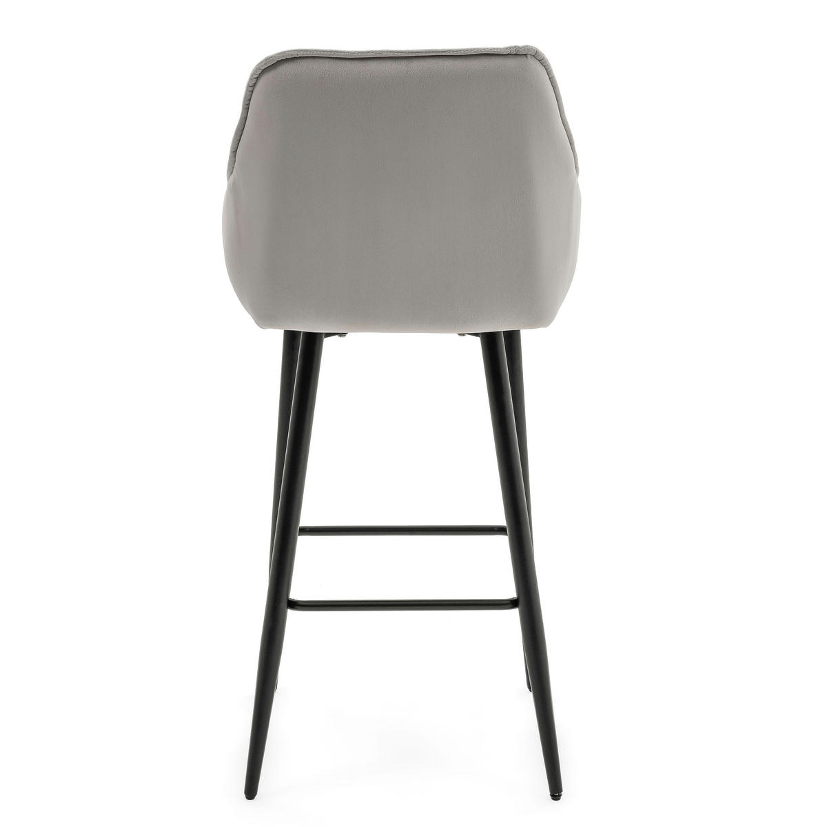 BARHOCKER SIENA gepolstert mit Steppung - hellgrau - Samt Velours - Hellgrau/Schwarz, Metall (53/107/52cm) - NEW HOME