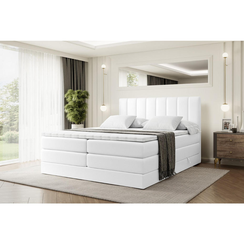 Thumbnail - Altdecor Boxspringbett, Weiß Hochglanz, Holzwerkstoff, Höhe ca. 20 cm, 200x200 cm, Schlafzimmer, Betten, Boxspringbetten