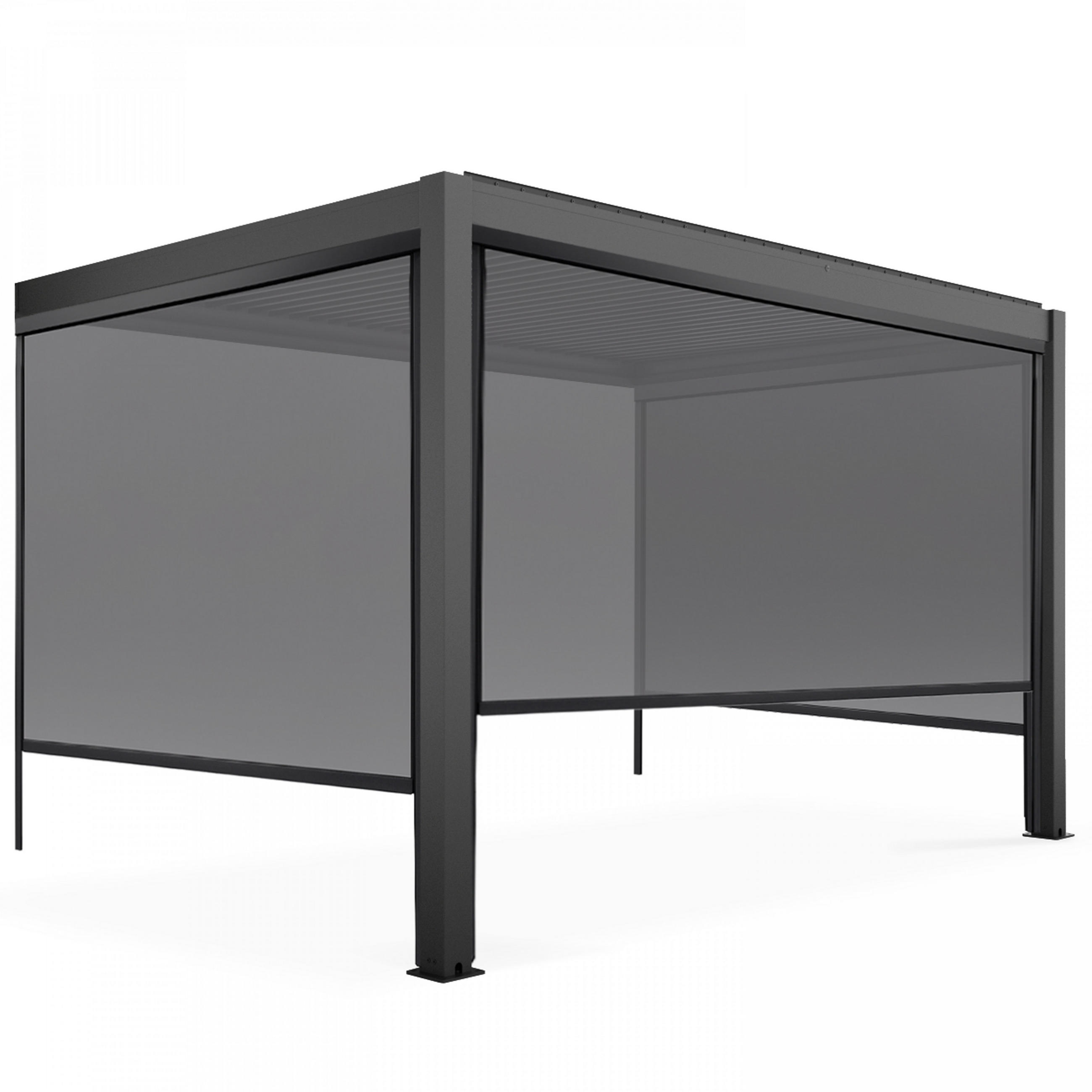 PERGOLA 3x4 m, mit 3 Markisen, Grau - Grau, Metall (281/257/403cm) - Oviala