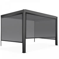 PERGOLA 3x4 m, mit 3 Markisen, Grau - Grau, Metall (281/257/403cm) - Oviala