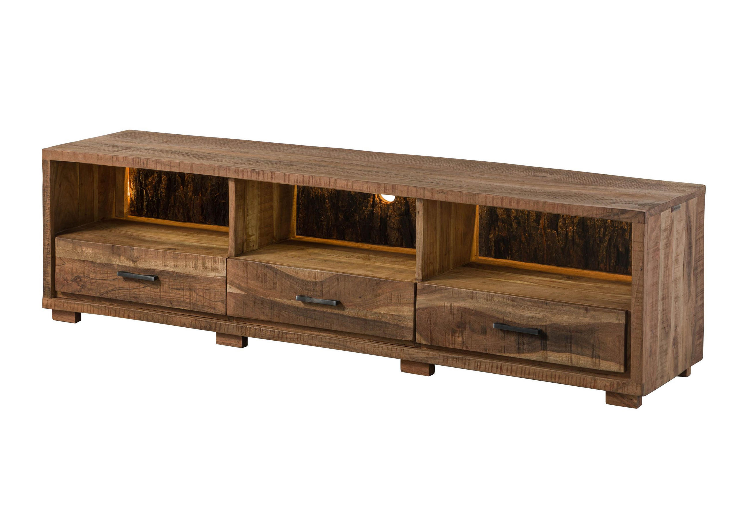 TV-BOARD Akazie 175x40x47 natur lackiert BARK #117 - Naturfarben, Holz (175/47/40cm) - Massivmoebel24