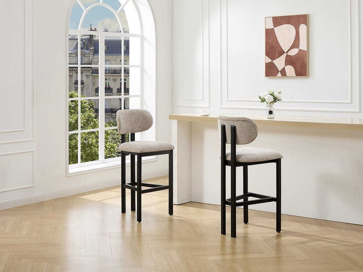 BARHOCKER - 49cm x 52cm - Polyester - taupe - YELAZ - Braun, Textil (49/111/52cm) - Vente-Unique