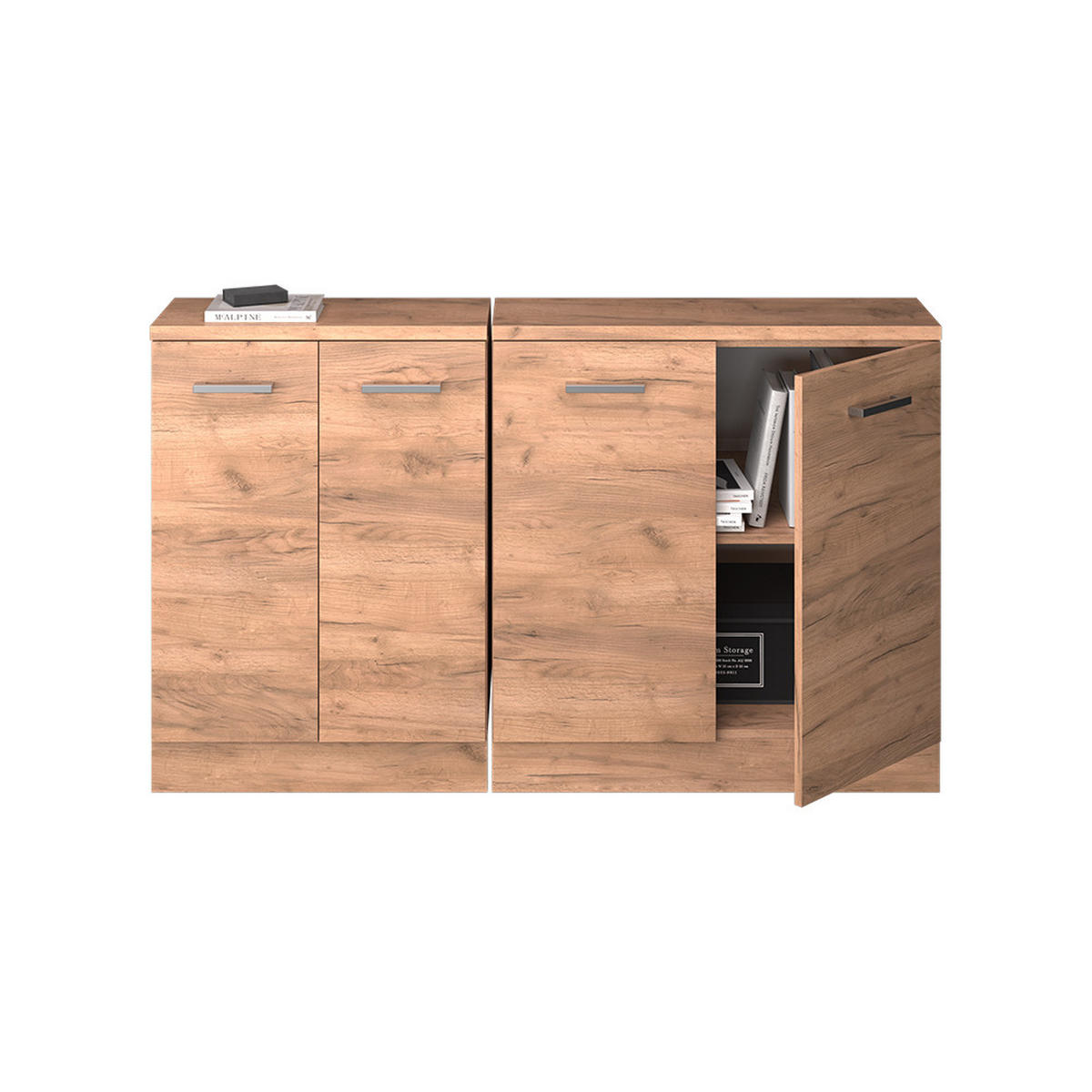 KUHINJSKI ORMAR ZA KOSINE KROVA R-Line Hrast zlatnog tona 140 cm Set od 2 korpusa ormara, dubina 60 cm - hrast medunac, drvni materijal (140/83.8/60cm) - Vicco