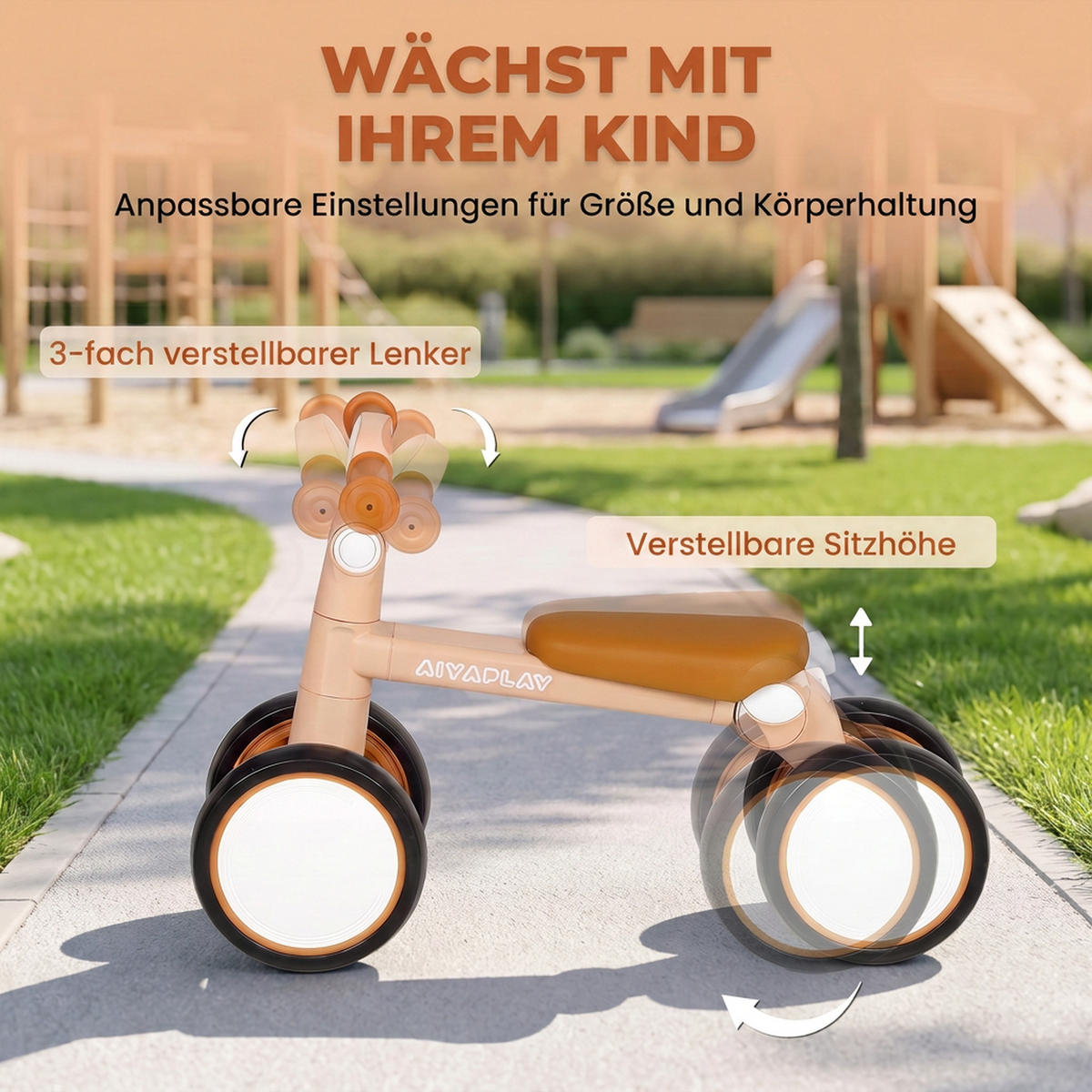 KINDERLAUFRAD Aluminiumlegierung EVA Rosa - Rosa, Metall (57/28.5/40cm) - AIYAPLAY