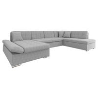 ECKSOFA Bergen Cord, Seite: Links - Silberfarben/Hellgrau, Holz/Textil (345/76/205cm) - MIRJAN24