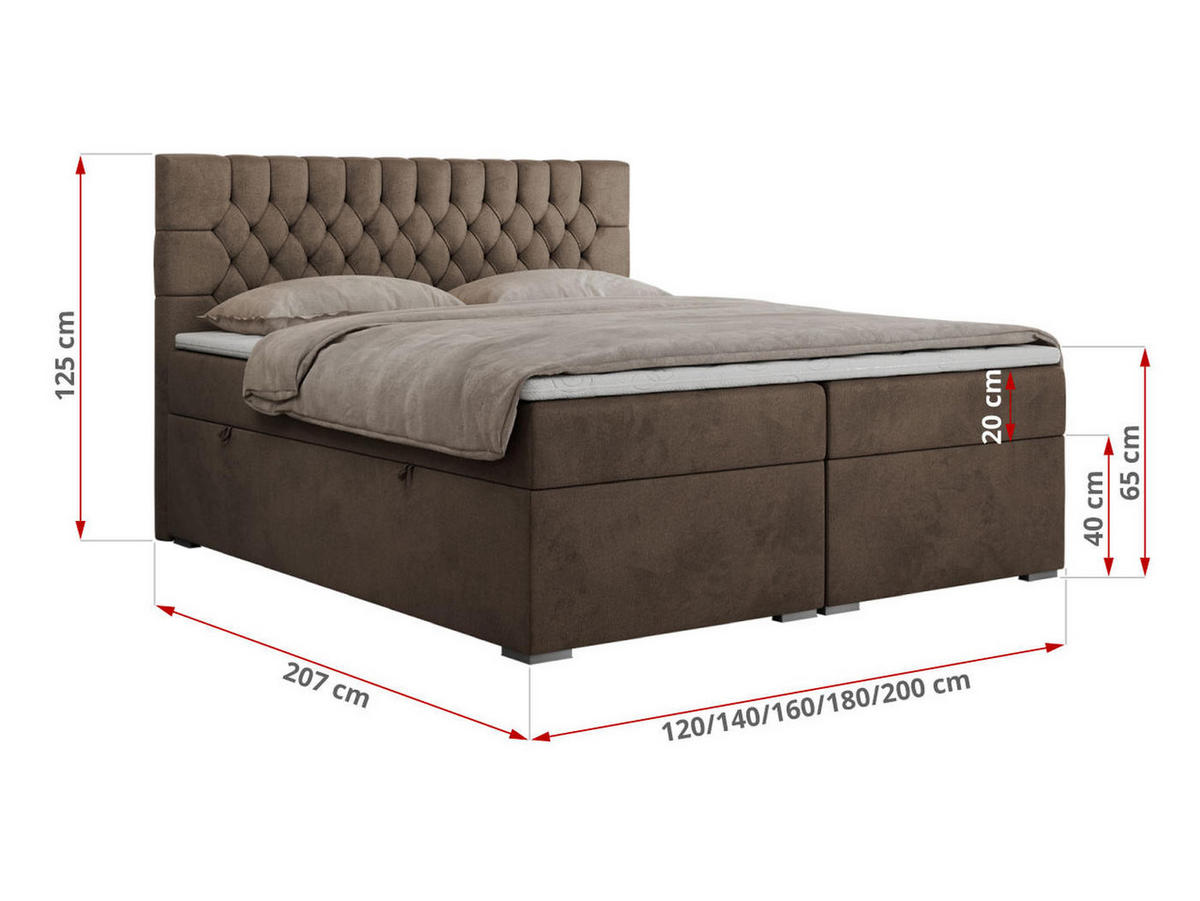BOXBETT PERA 140/200 Braun Velvet - H4 - Braun, Holz/Textil (140/200cm) - MKS