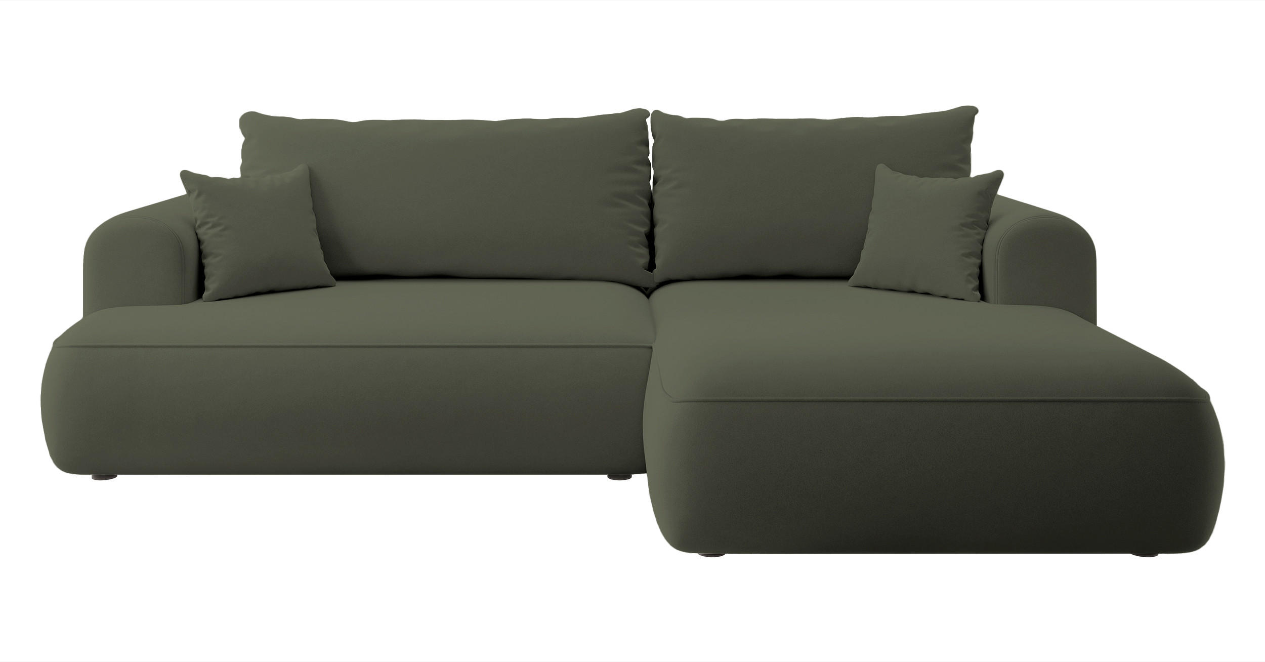 ECKSOFA Ovo Olivgrün Velours - Schwarz/Olivgrün, Kunststoff/Textil (260/165cm) - Selsey