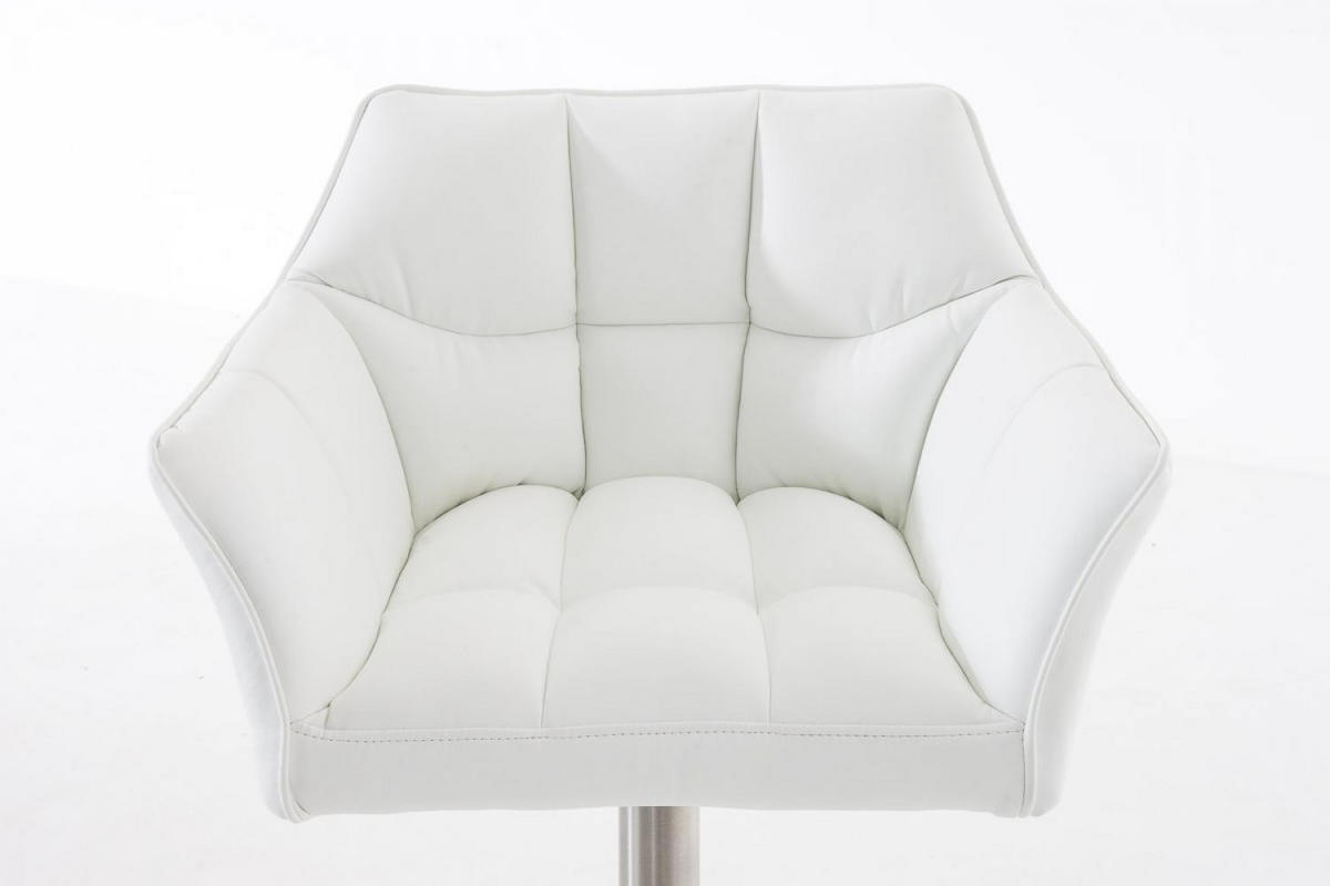 BARHOCKER Lederlook Weiß - Edelstahlfarben/Weiß, Textil/Metall (64/88/45cm) - CLP