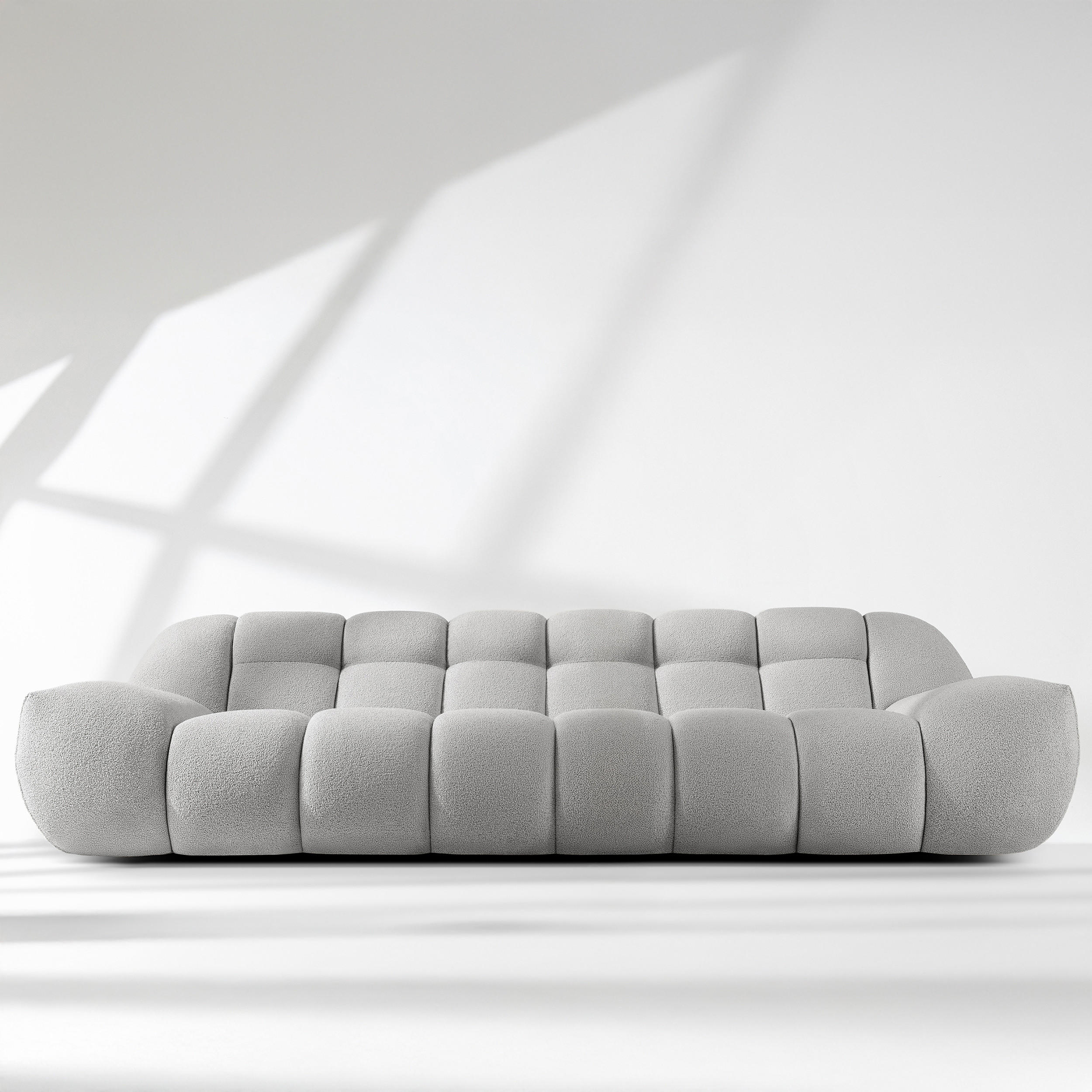 EINZELSOFA VENA Bouclé, Hellgrau - Hellgrau, Holz/Textil (254/72/105cm) - KONSIMO®