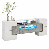 LOWBOARD in Weiß TV Schrank mit LED, hochglänzend, Glasoberfläche für Wohnzimmer, 145/B30/H51cm - Weiß, Glas/Holzwerkstoff (145/51/30cm) - STILVORA