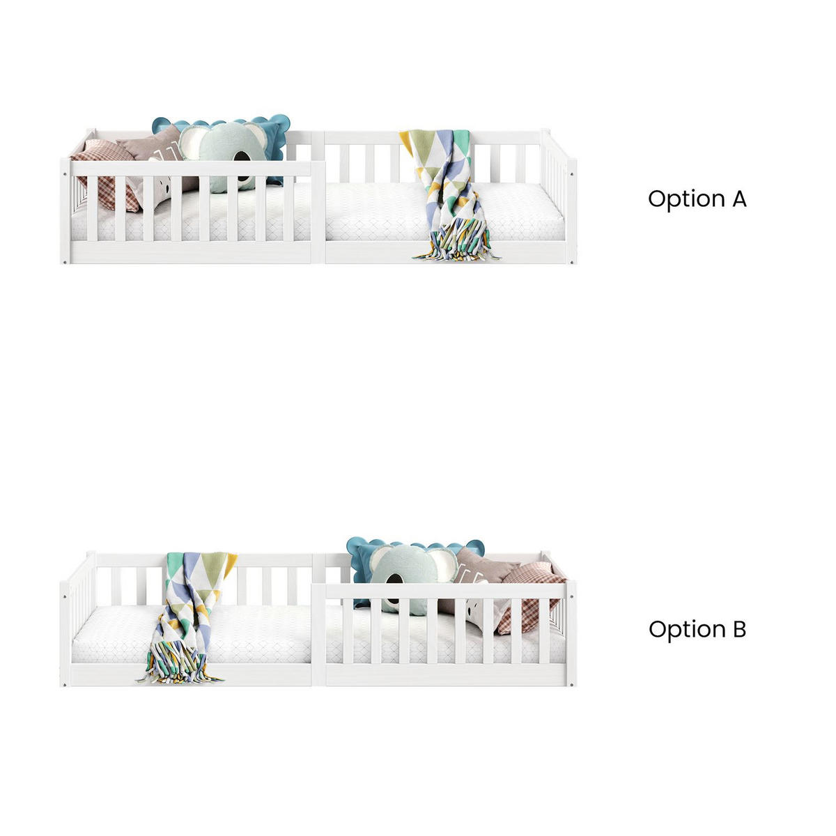 BODENBETT GUSTAVO 90X200 CM - Weiß, Holz (96/42/206cm) - IDIMEX