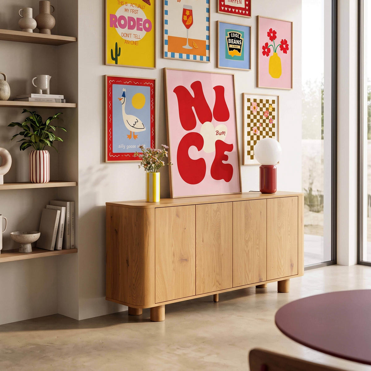 SIDEBOARD 160 cm, helles Holz - Beige, Holz (160/75/40cm) - Oviala