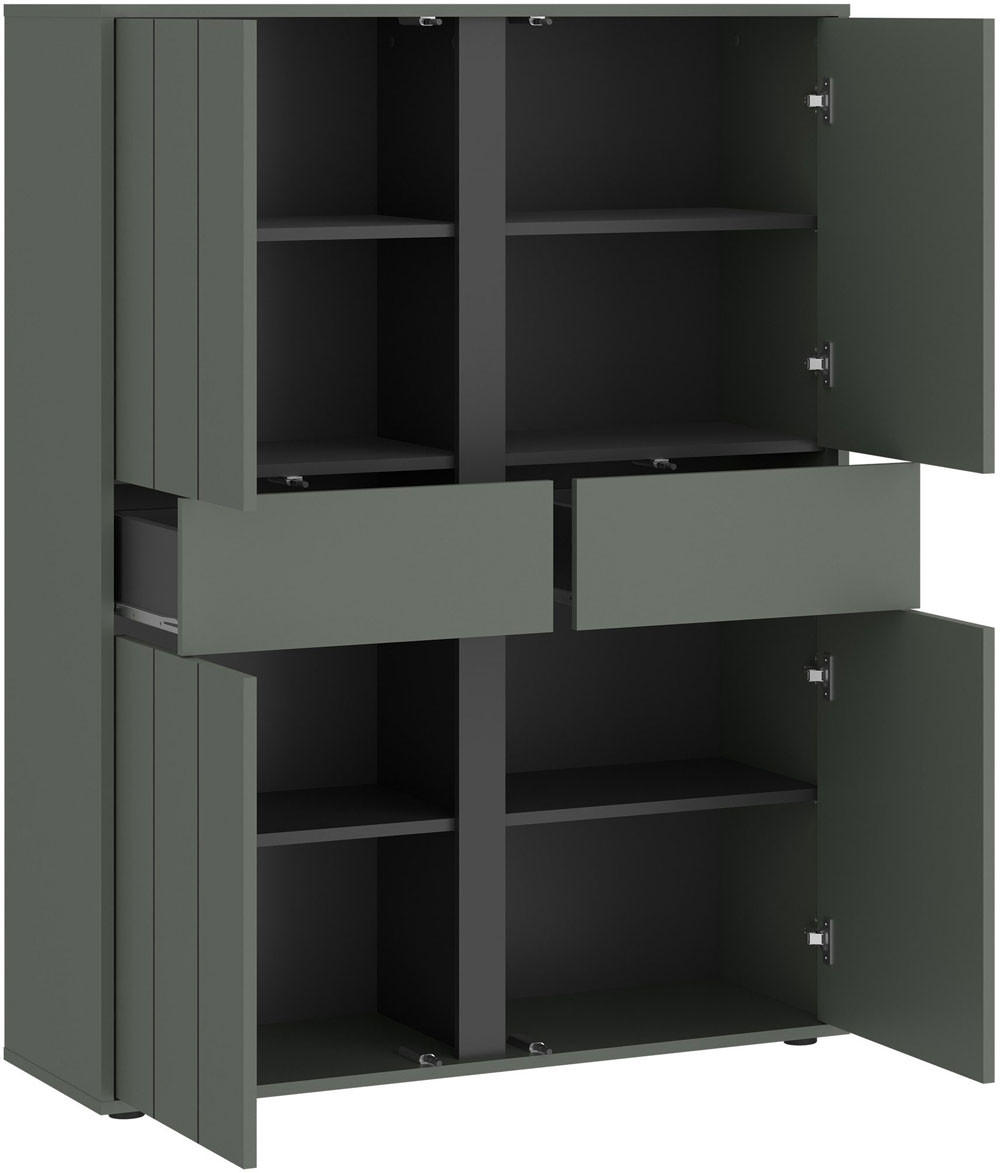 HIGHBOARD Veddel Grau-Grün / Anthrazit 103 / 40 / 139,5 cm - Anthrazit/Blaugrau, Holz/Holzwerkstoff (103/139.5/40cm) - Feldmann-Wohnen