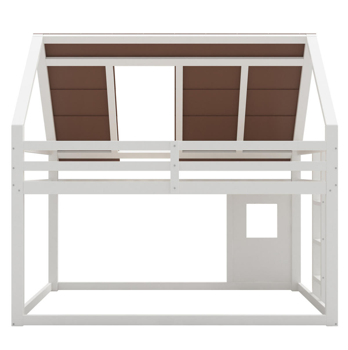 ETAGENBETT 140/200 cm, Braun/Weiß mit Dach und Leiter - Weiß, Holz (140/200cm) - MIVRAY