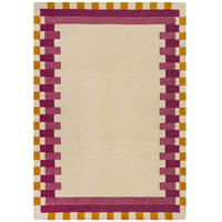 WOLLTEPPICH Geometrisches Muster, Rahmen, Wohnzimmer schmutzabweisend Rosa-Gelb Rechteckig 120x170 - Rosa, Textil (120/170cm) - KADIMA DESIGN