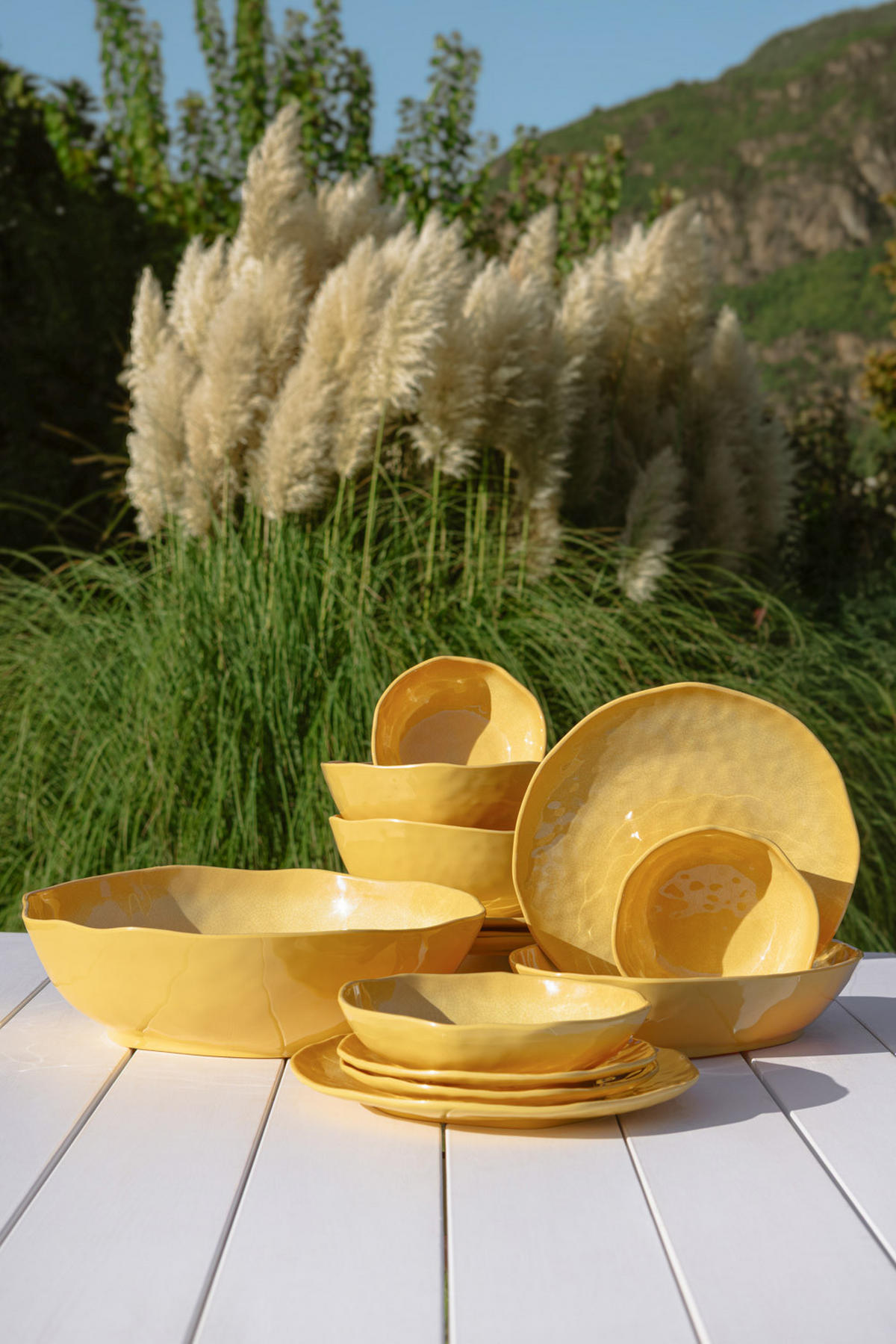 SERVIERSCHALE oval 33 x 23,5 x 7 cm Atmosfera ocker - Currygelb, Kunststoff (21/2/21cm)