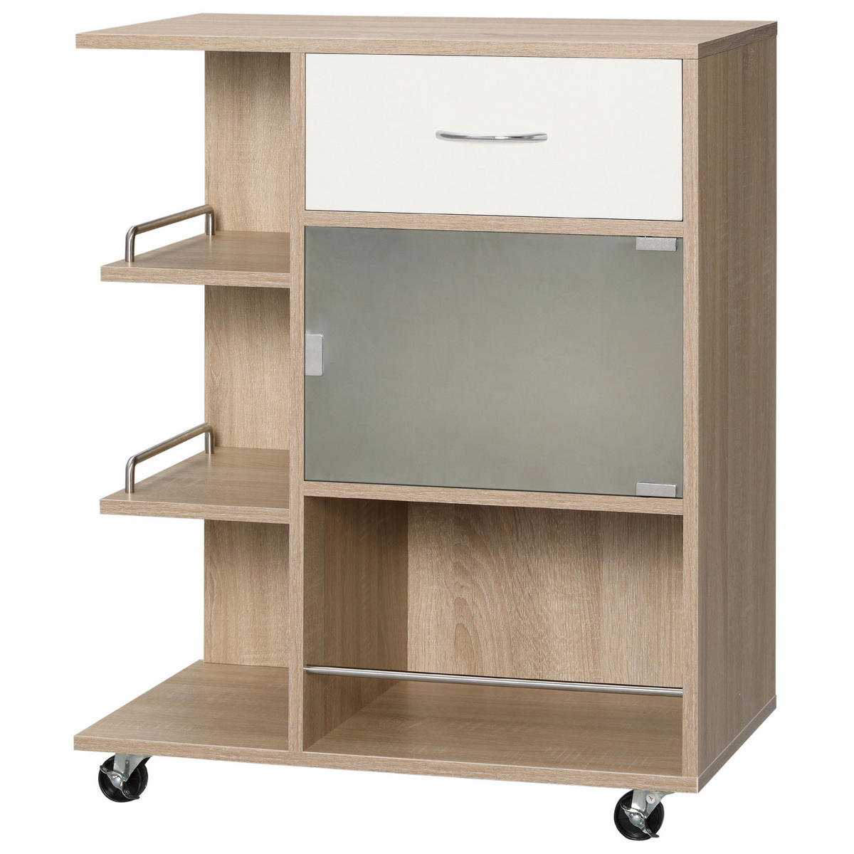 KÜCHENWAGEN, Holz-Stahl-Glas-Wagen, 65 x 39 x 80 cm - Multicolor, Metall (65/80/39cm) - FORIOUS