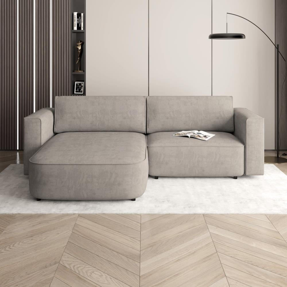 ECKSCHLAFSOFA Carlos cappuccino - Schwarz/Cappuccino, Kunststoff/Textil (265/170cm) - Beautysofa