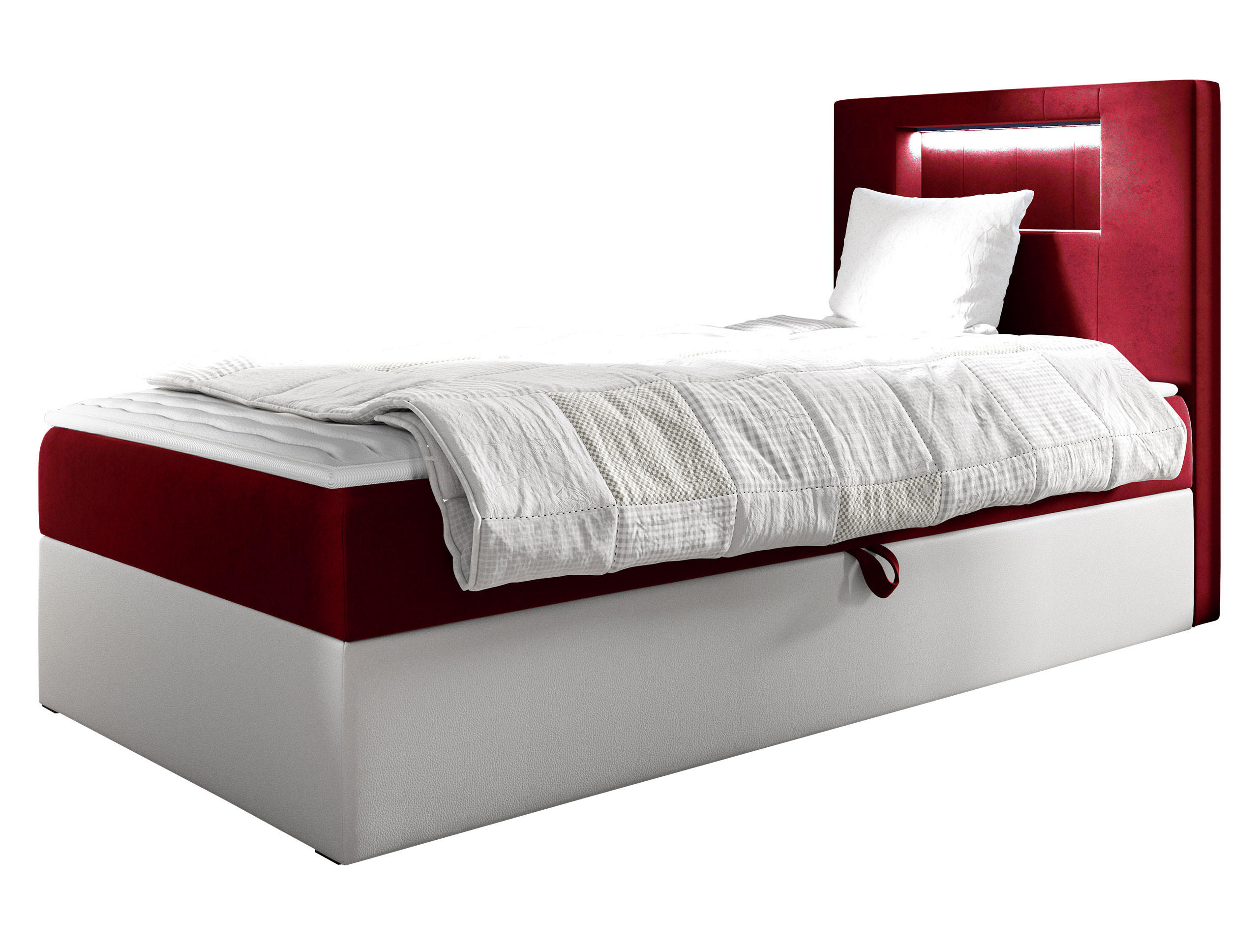 BOXBETT Gold Junior 1, Seite zum Öffnen des Bettkastens: Rechts - Rot/Weiß, Holz (90/200cm) - MIRJAN24