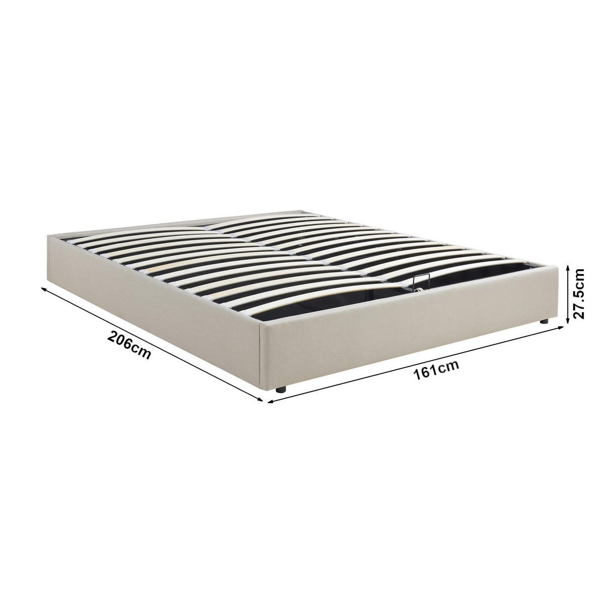 POLSTERBETT Nola - Beige, Holzwerkstoff/Kunststoff (160/200cm) - [en.casa]