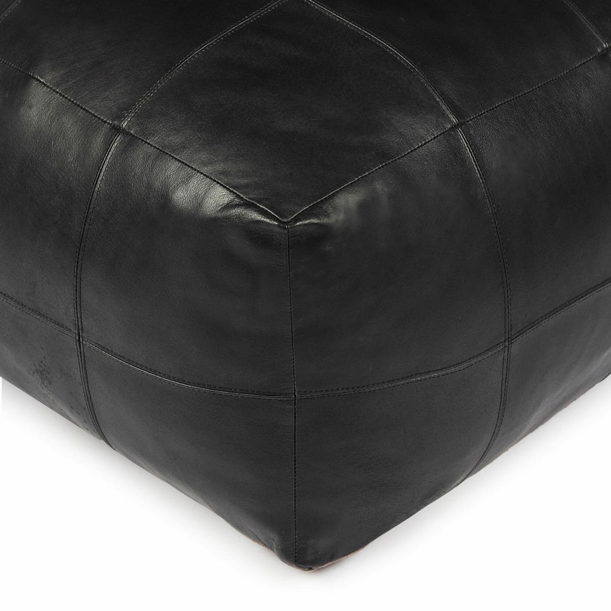 POUF 75/75/45 cm Echtleder Schwarz - Schwarz, Leder (75/45/75cm) - Furnhouse