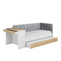 JUGENDBETT FABIAN 90/200 cm in Weiß/Eiche Gold rechts - Erlefarben/Weiß, Holzwerkstoff/Textil (90/200cm) - Deine Möbel 24