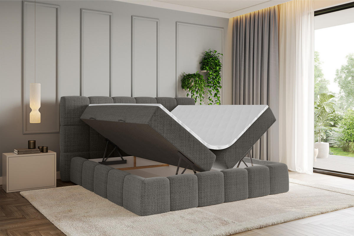 BOXBETT - AURI-H3 - 200x200 Grau Aragon - Graubraun, Holzwerkstoff (200/200cm) - ALTDECOR