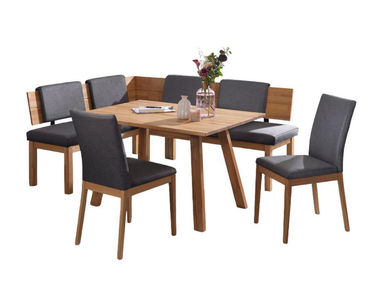 ECKBANKGRUPPE Danni aus Massivholz Kernbuche Polster Grau - Kernbuche/Grau, Holz (194/1/155cm) - 58aufmkessel