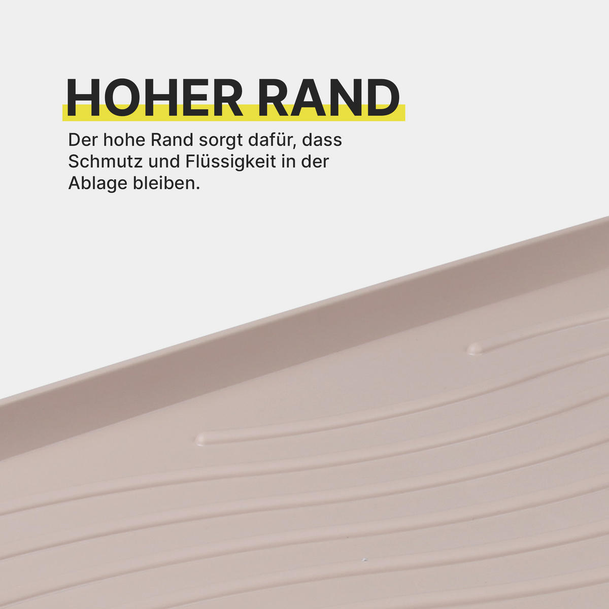 SCHUHABTROPFSCHALE mit hohem Rand (50x38x2,5cm) Beige - Beige, Kunststoff (38/50cm) - Bestlivings