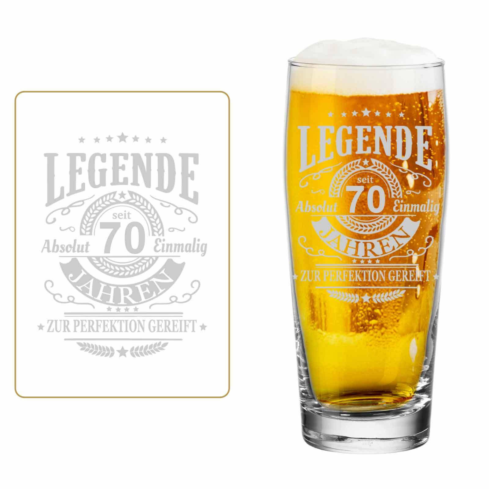 WILLI BECHER BIERGLAS MIT GRAVUR Legende seit 70 Jahren transparent 0,5 l - Transparent, Glas (0.5L) - LUXENTU
