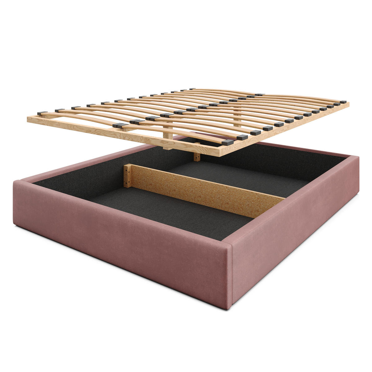 POLSTERBETT 160x200cm Bett mit Stauraum Lattenrost Altrosa - Altrosa, Holz/Holzwerkstoff (160/200cm) - Muralo