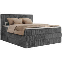 BOXSPRINGBETT TILIANO KING - 180/200 - Grau Cord - H3 - Grau, Holz/Textil (180/200cm) - MKS