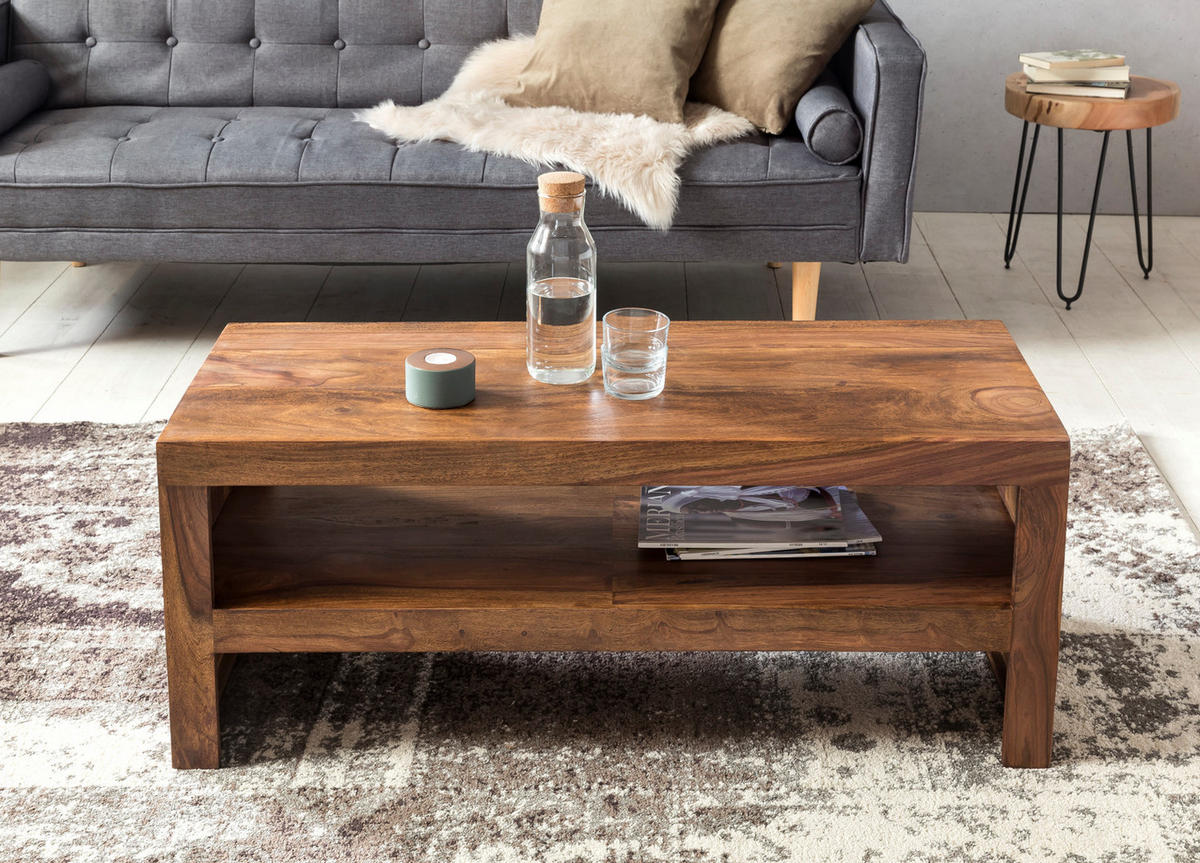 COUCHTISCH Sheesham Massivholz, Moderner Stil, 110x45x45 cm, Handgefertigt - Braun, Holz (45/110/45cm) - KADIMA DESIGN