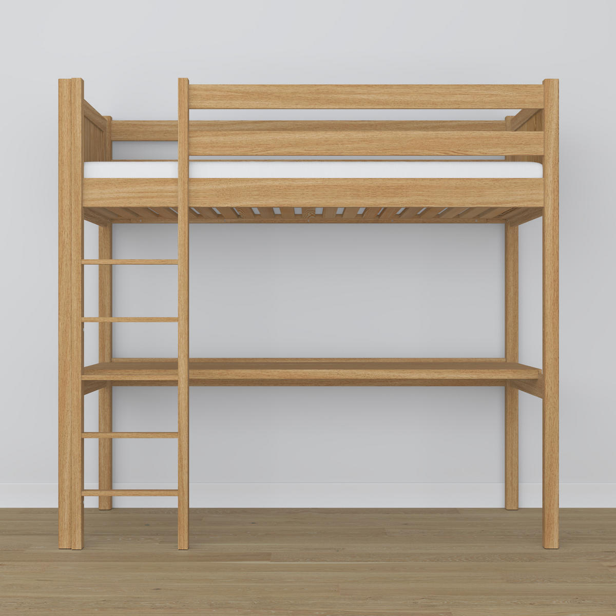 HOCHBETT N06 mit Schreibtisch Eiche Natur 90/180 - Eiche Artisan, Naturmaterialien/Holz (90/180cm) - N-Wood